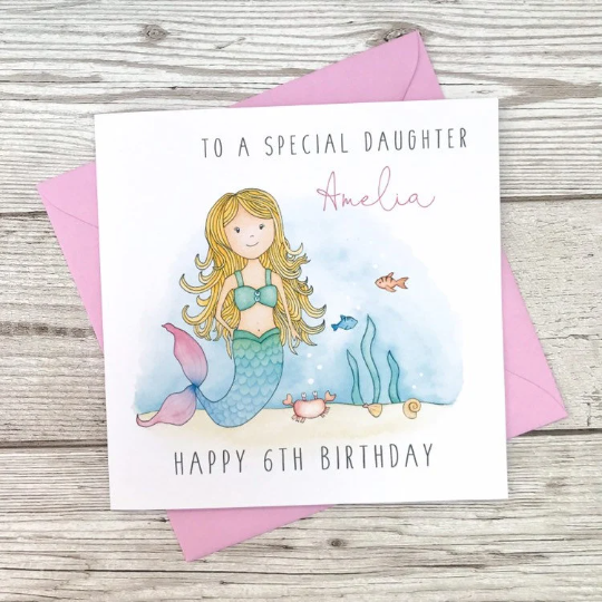 Personalised Mermaid Birthday Card